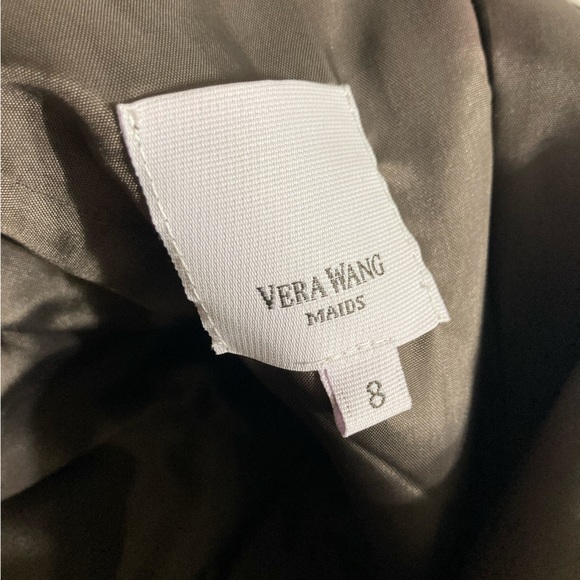 Vera Wang Maids Satin Gown Brown w/ black ribbon on waist strapless size 8 - Picture 11 of 16